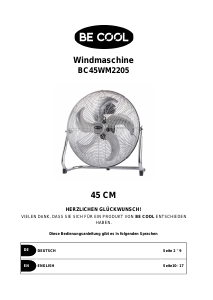 Bedienungsanleitung Be Cool BC45WM2205 Ventilator