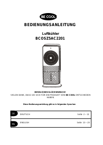 Bedienungsanleitung Be Cool BCOSZ5AC2201 Ventilator