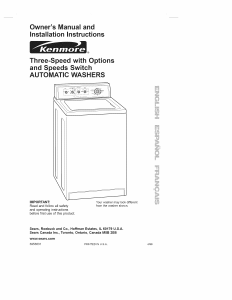 Manual Kenmore 110.20912991 Washing Machine