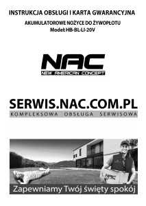 Instrukcja NAC HB-BL-LI-20V Nożyce do żywopłotu