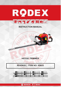 كتيب Rodex RDX9625 ماكينة قطع السياج الشجري