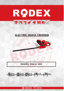 كتيب Rodex RDX9255 ماكينة قطع السياج الشجري