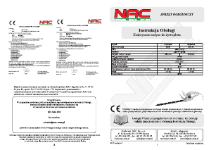 Instrukcja NAC HE45-MA Nożyce do żywopłotu
