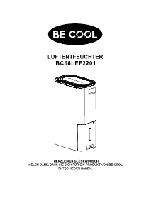 Bedienungsanleitung Be Cool BC18LEF2201 Luftentfeuchter