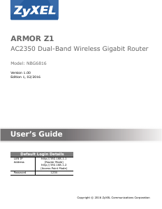 Manual ZyXEL NBG6816 ARMOR Z1 Router