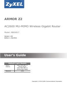 Manual ZyXEL NBG6817 ARMOR Z2 Router