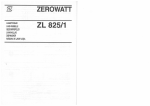 Manuale Zerowatt ZL 825/1 Lavastoviglie