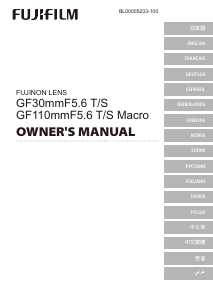 Manuale Fujifilm Fujinon GF110mmF5.6 T/S Macro Obiettivo