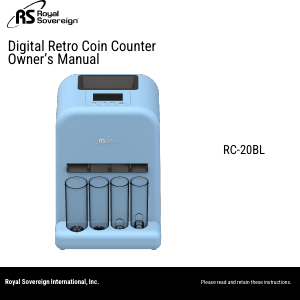 Manual Royal Sovereign RC-20BL Coin Counter
