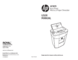 Manual HP AF809 Paper Shredder