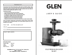 Handleiding Glen SA 4017 Sapcentrifuge