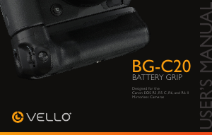 Manual Vello BG-C20 Battery Grip