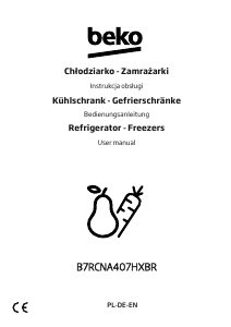 Manual BEKO B7RCNA407HXBR Fridge-Freezer
