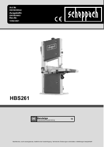 Bedienungsanleitung Scheppach HBS261 Bandsäge