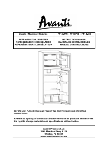 Mode d’emploi Avanti FF14V1B Réfrigérateur combiné