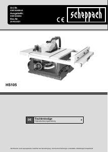 Bedienungsanleitung Scheppach HS105 Tischsäge