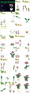 Manual Sluban set M38-B1075C Pleyerid Potted plants pink flowers