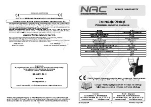 Instrukcja NAC JZ7807 Odśnieżarka