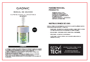 Manual de uso Gadnic HUMIDI10 Humidificador