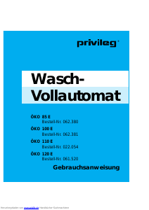 Bedienungsanleitung Privileg ÖKO 85 E Waschmaschine