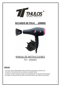 Manual de uso Thulos TH-HD2025 Secador de pelo