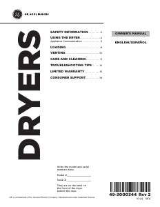 Manual de uso GE GTD58GBSVWS Secadora