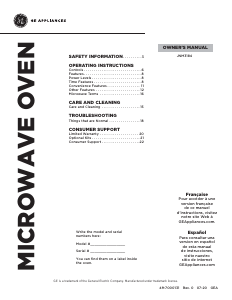 Manual GE JNM3184RPSS Microwave