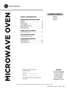 Manual de uso GE JVM3160RTSS Microondas