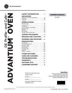 Manual GE PSA9120SPSS Oven