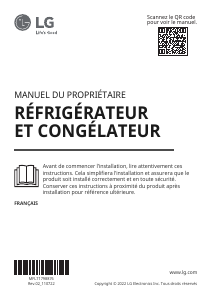 Mode d’emploi LG GSLV50PZXF Réfrigérateur combiné