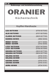 Bedienungsanleitung Oranier Davara 90 S Dunstabzugshaube