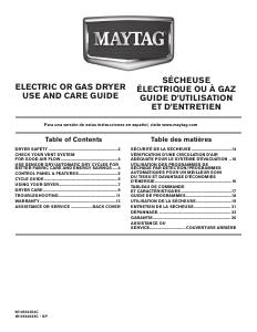 Mode d’emploi Maytag MGDC415EW Sèche-linge