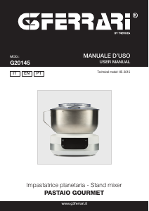 Manual G3 Ferrari G20145 Pastaio Gourmet Batedeira com taça