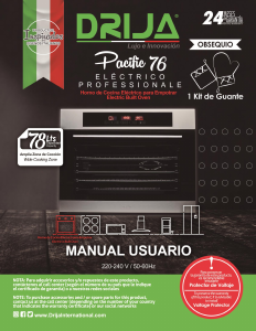 Manual de uso Drija Pacific 76 Professionale Horno