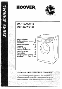 Handleiding Hoover WA 115 Wasmachine