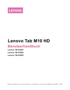 Bedienungsanleitung Lenovo TB-X306X Tab M10 HD Tablet