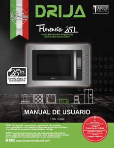 Manual de uso Drija Florencia 25L Microondas