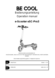 Bedienungsanleitung Be Cool ESCPRO3BKSV Elektroroller