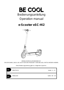 Bedienungsanleitung Be Cool ESCHI2BKYE Elektroroller