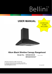 Manual Bellini BRA603SCB-F Cooker Hood