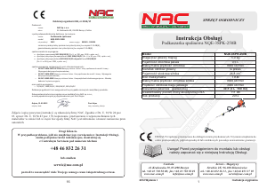 Instrukcja NAC NQE-3SPK-250B Podkaszarka do trawy