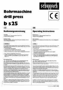 Manual Scheppach b s25 Drill Press