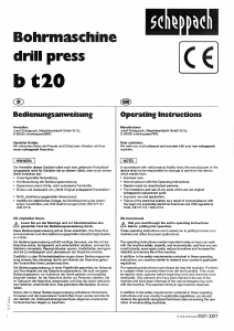 Manual Scheppach b t20 Drill Press
