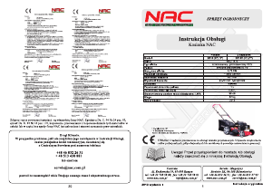 Instrukcja NAC S510V Kosiarka