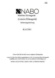 Bedienungsanleitung NABO KA 12001 Klimagerät