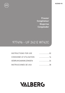 Manual de uso Valberg UF 242 E W742C Congelador