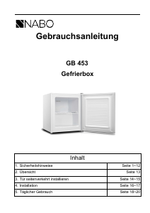 Bedienungsanleitung NABO GB 453 Gefrierschrank