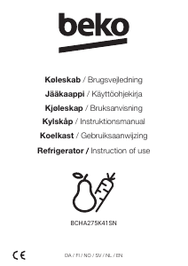 Bruksanvisning BEKO BCHA275K41SN Kjøle-fryseskap
