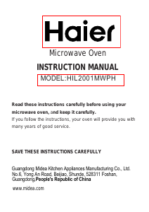 Manual Haier HIL2001MWPH Microwave