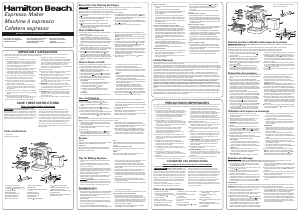 Manual de uso Hamilton Beach 40730 Máquina de café espresso